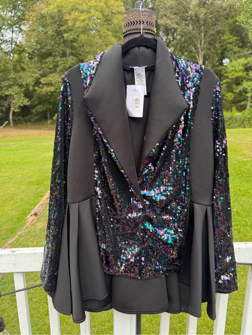 Black Sequin Evening Blazer Jacket with Iridescent Accent